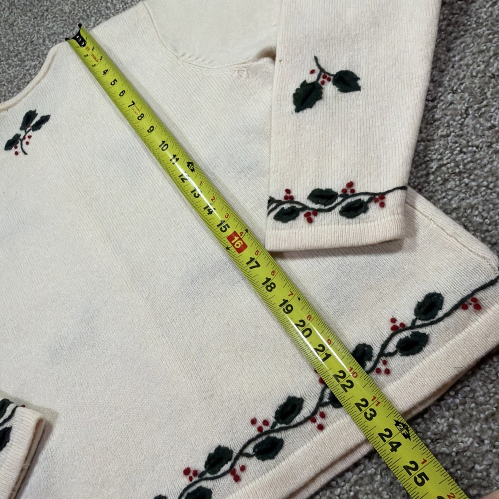 Vintage Holly Berry Lambswool Cardigan Size Large 90s Charter Club - Picture 7 of 8